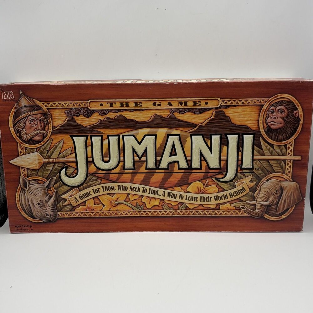 VINTAGE Jumanji The Game COMPLETE Milton Bradley 1995 Family Kids Movie Book